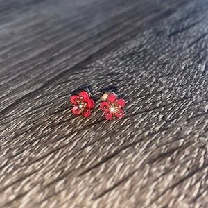 Pink flower earrings